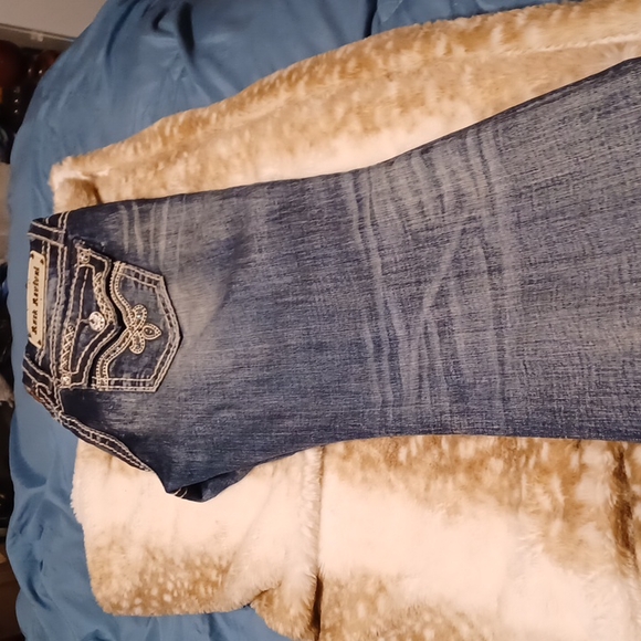 Rock Revival Joey Easy Boot Jeans Womens Sz 26 Rhinestone Studded Stretch Blue - Picture 2 of 2